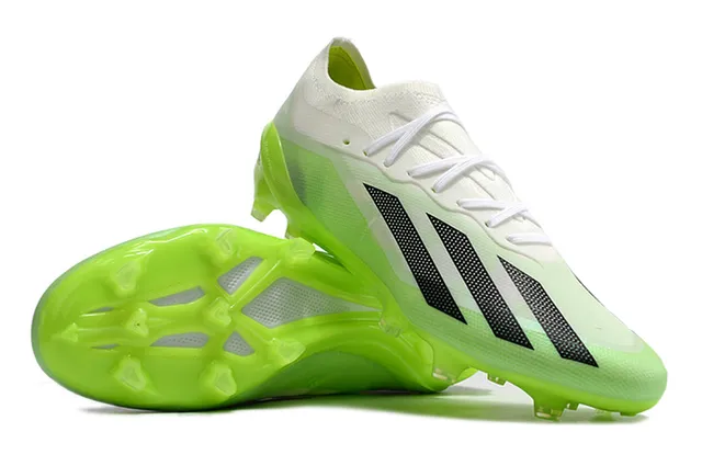 Adidas أحذية كرة القدم أخضر أبيض منخفضة القطعة فوقية اصطناعية نيون ليم كعب خارجي أرض صلبة 4