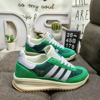 Adidas أخضر أبيض Retro Runner جلد وسويد الجزء العلوي حذاء رياضي نمط حياة