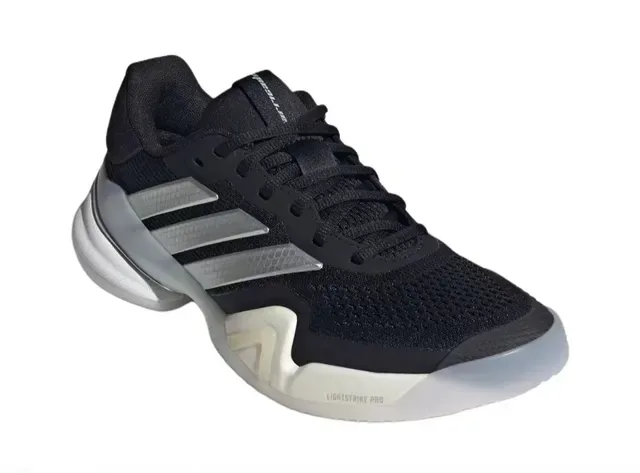Adidas Lightstrike Pro Black Silver Mesh Upper Metallic Three Stripes Lifestyle Sneakers 5