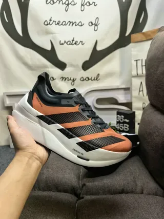 Adidas Orange Black Thick Sculpted Midsole Engineered Mesh Upper Lifestyle Sneakers 5