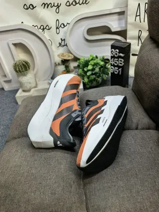 Adidas Orange Black Thick Sculpted Midsole Engineered Mesh Upper Lifestyle Sneakers 6