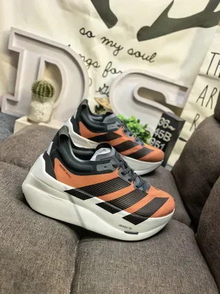 Adidas Orange Black Thick Sculpted Midsole Engineered Mesh Upper Lifestyle Sneakers 9
