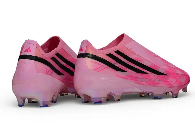 Adidas Pink Black Iridescent Holographic Upper Sock-Fit Collar Firm-Ground Soccer Shoes 5
