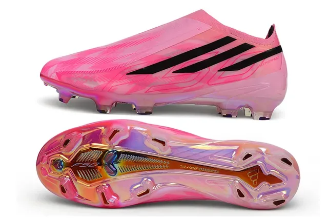 Adidas Pink Black Iridescent Holographic Upper Sock-Fit Collar Firm-Ground Soccer Shoes 6