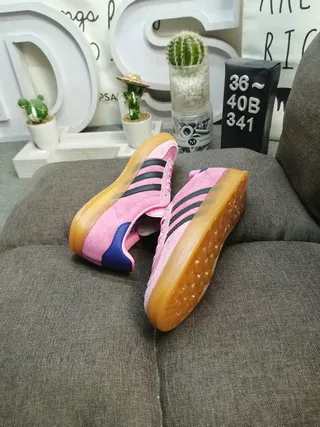 Adidas Pink Blue Suede Upper Three-Stripe Side Panel Lifestyle Sneakers 6