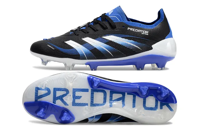 Adidas Predator Black Blue Low-Cut Synthetic Upper Wave-Patterned Striped Overlay Firm-Ground Chaussures de football 2