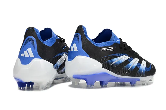 Adidas Predator Black Blue Low-Cut Synthetic Upper Wave-Patterned Striped Overlay Firm-Ground Chaussures de football 3