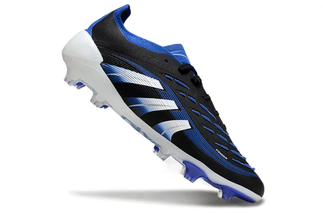 Adidas Predator Black Blue Low-Cut Synthetic Upper Wave-Patterned Striped Overlay Firm-Ground Chaussures de football 6