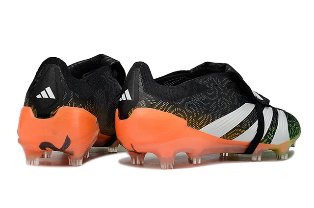 Adidas Predator কালো কমলা লেসহীন স্ট্র্যাপ ক্লোজার গ্রেডিয়েন্ট নীঅন আউটসোল ফার্ম গ্রাউন্ড সকার শু 5