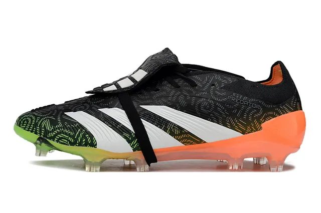 Adidas Predator কালো কমলা লেসহীন স্ট্র্যাপ ক্লোজার গ্রেডিয়েন্ট নীঅন আউটসোল ফার্ম গ্রাউন্ড সকার শু 7