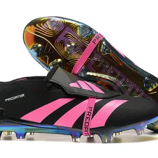 Adidas Predator Black Pink Chaussures de football à crampons à tige basse fermeture à sangle du mi-pied terrain ferme