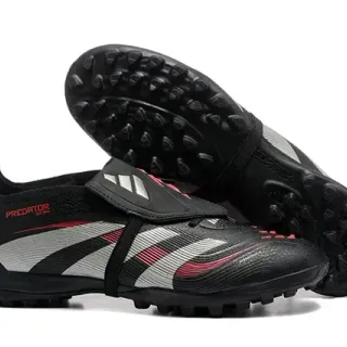 Adidas Predator Noir Rouge Low-Cut Upper Synthétique Turf Chaussures de Football