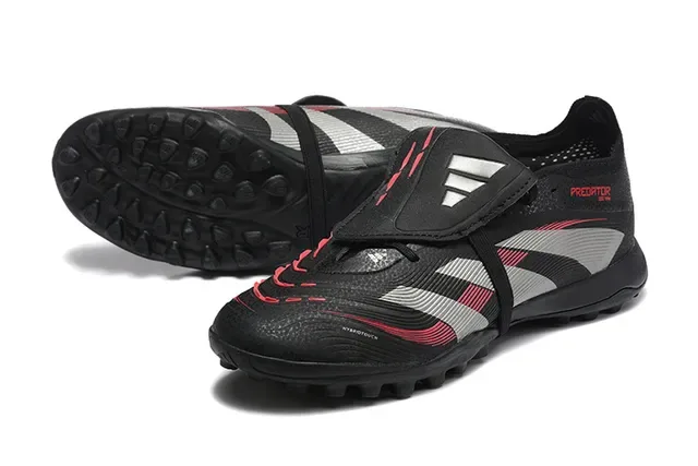 Adidas Predator Noir Rouge Low-Cut Upper Synthétique Turf Chaussures de Football 7