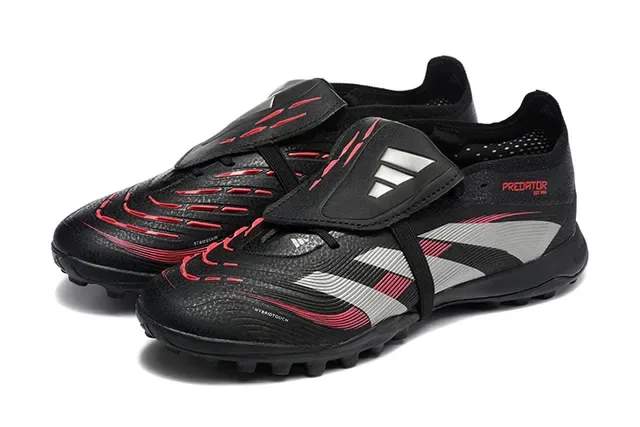 Adidas Predator Noir Rouge Low-Cut Upper Synthétique Turf Chaussures de Football 8