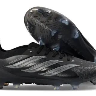Adidas Predator Tige Synthétique Noire Transparente Tacons Translucides Bleu Teinté Terrain Firme Chaussures de Football
