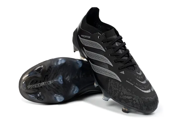 Adidas Predator কালো স্বচ্ছ সিন্থেটিক উপরের স্বচ্ছ নীল টিন্টের স্টাডস দৃঢ় মাটির ফুটবল জুতা 4