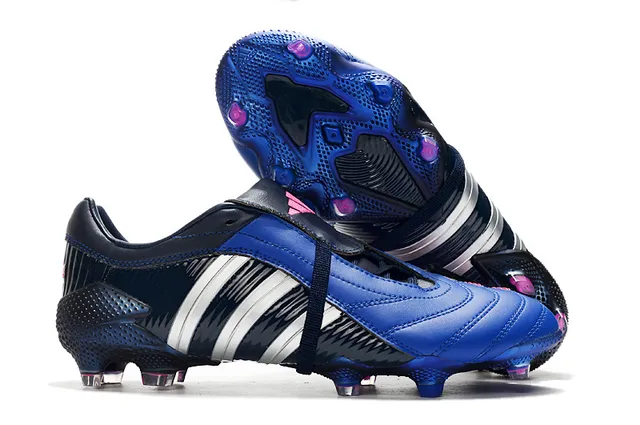 Adidas Predator Navy Gold Couro superior textura ribeteada lateral ground firm sapatos de futebol 2