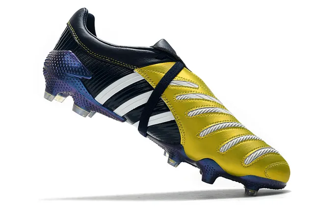 Adidas Predator Navy Gold Couro superior textura ribeteada lateral ground firm sapatos de futebol 6