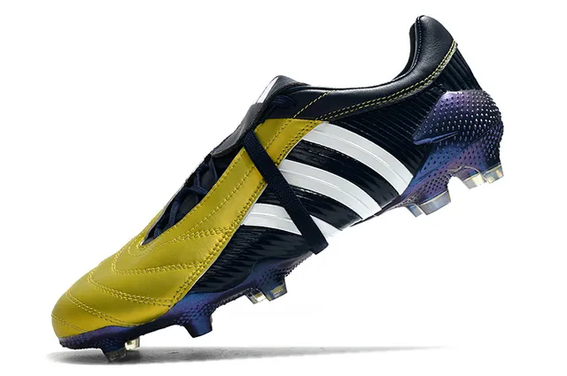 Adidas Predator Navy Gold Couro superior textura ribeteada lateral ground firm sapatos de futebol 7