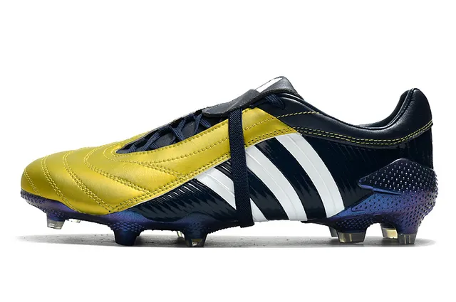 Adidas Predator Navy Gold Couro superior textura ribeteada lateral ground firm sapatos de futebol 8