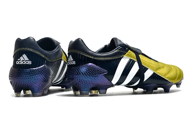 Adidas Predator Navy Gold Couro superior textura ribeteada lateral ground firm sapatos de futebol 10