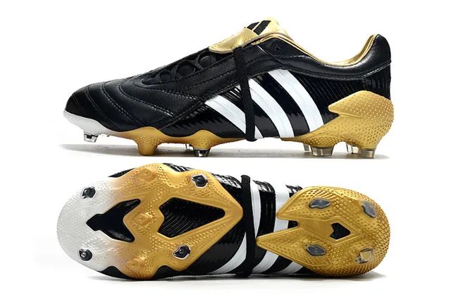 Adidas Predator Navy Gold Couro superior textura ribeteada lateral ground firm sapatos de futebol 11