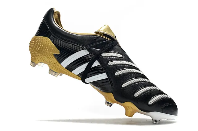 Adidas Predator Navy Gold Couro superior textura ribeteada lateral ground firm sapatos de futebol 12
