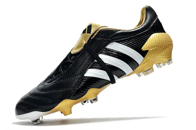 Adidas Predator Navy Gold Couro superior textura ribeteada lateral ground firm sapatos de futebol 13