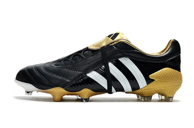 Adidas Predator Navy Gold Couro superior textura ribeteada lateral ground firm sapatos de futebol 14