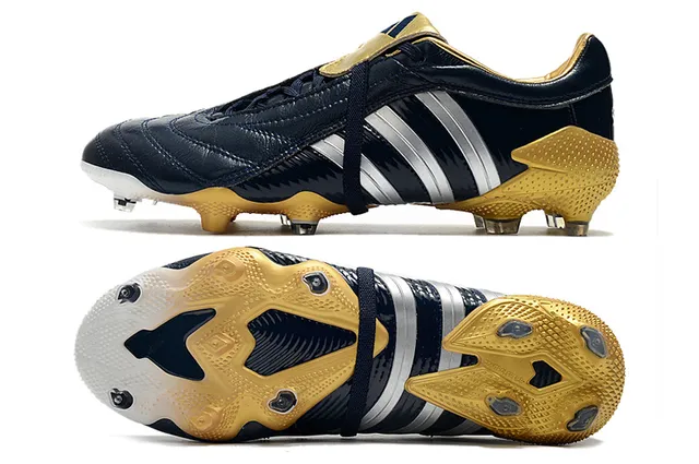 Adidas Predator Navy Gold Couro superior textura ribeteada lateral ground firm sapatos de futebol 17