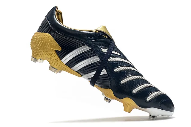 Adidas Predator Navy Gold Couro superior textura ribeteada lateral ground firm sapatos de futebol 18