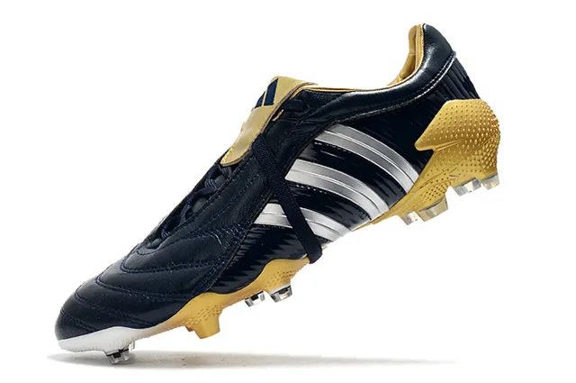 Adidas Predator Navy Gold Couro superior textura ribeteada lateral ground firm sapatos de futebol 19