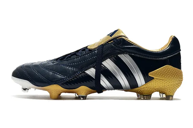 Adidas Predator Navy Gold Couro superior textura ribeteada lateral ground firm sapatos de futebol 20