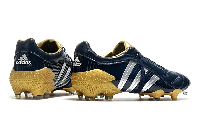 Adidas Predator Navy Gold Couro superior textura ribeteada lateral ground firm sapatos de futebol 22