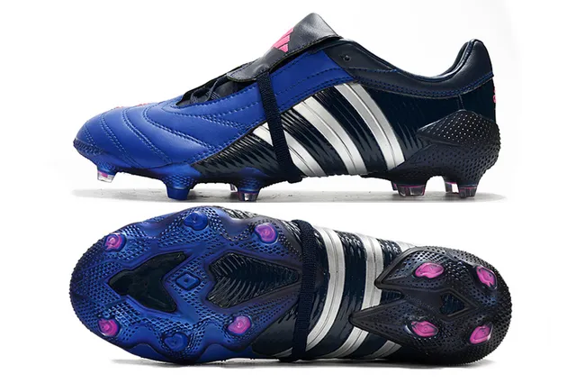 Adidas Predator Navy Gold Couro superior textura ribeteada lateral ground firm sapatos de futebol 23