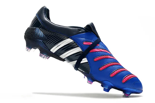 Adidas Predator Navy Gold Couro superior textura ribeteada lateral ground firm sapatos de futebol 24