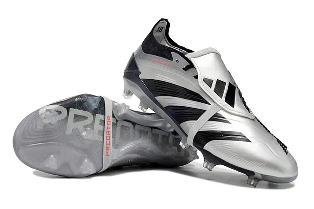 Adidas Predator Silver Black Laceless Firm-Ground Soccer Shoes 5