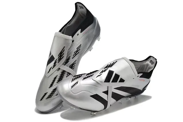 Adidas Predator Silver Black Laceless Firm-Ground Soccer Shoes 7
