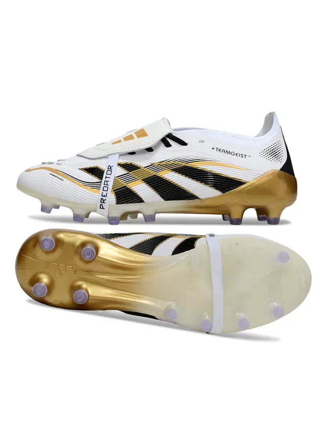 Adidas Predator Chuteira Branco Preto Dourado Firm-Ground 5