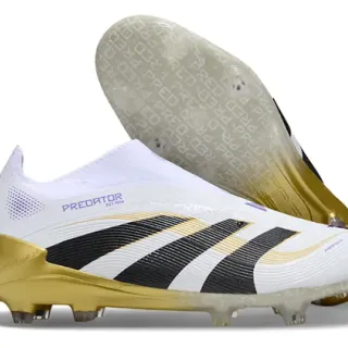 Adidas Predator White Black Gold Firm-Ground Chaussures de football