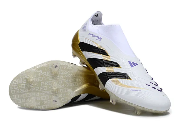 Adidas Predator White Black Gold Firm-Ground Chaussures de football 4