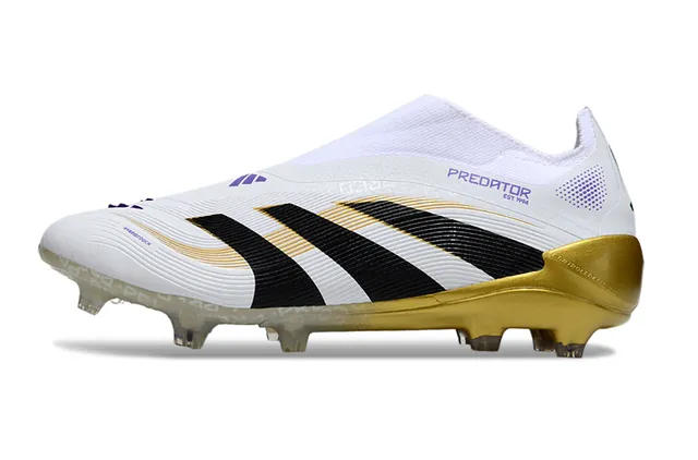 Adidas Predator White Black Gold Firm-Ground Chaussures de football 7
