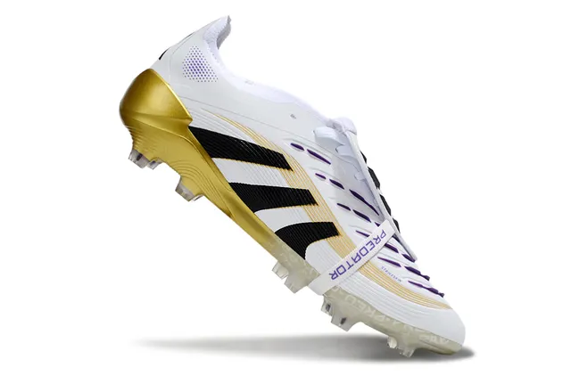 Adidas Predator White Gold Contraforte do Calcanhar e Sola com Estudo Moldado Superfície Firme Chuteiras de Futebol 2