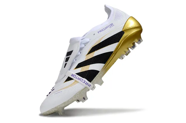 Adidas Predator White Gold Contraforte do Calcanhar e Sola com Estudo Moldado Superfície Firme Chuteiras de Futebol 3