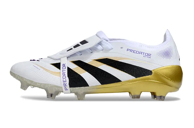 Adidas Predator White Gold Contraforte do Calcanhar e Sola com Estudo Moldado Superfície Firme Chuteiras de Futebol 7