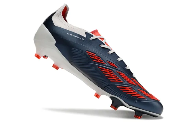 Adidas Predator White Navy Low-Cut Sock-Fit Collar Chaussures de football pour terrain ferme 2