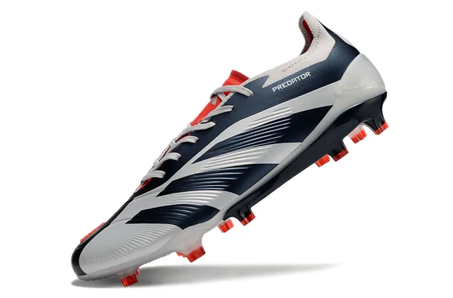 Adidas Predator White Navy Low-Cut Sock-Fit Collar Chaussures de football pour terrain ferme 3
