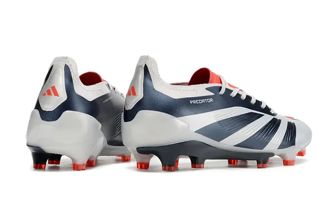 Adidas Predator White Navy Low-Cut Sock-Fit Collar Chaussures de football pour terrain ferme 5