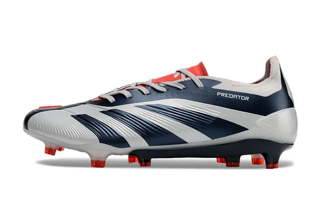 Adidas Predator White Navy Low-Cut Sock-Fit Collar Chaussures de football pour terrain ferme 7