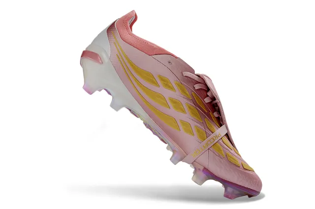 Adidas Predator Chaussures de football blanc rose sans lacets tige basse iridescente holographique jaula du talon ground ferme 2